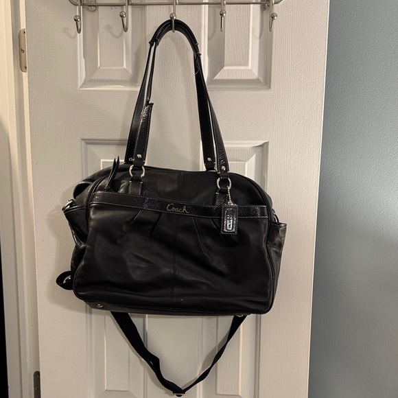 Coach Black Leather Diaper Bag - Picture 1 of 10